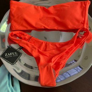 Hot neon orange bathing suit-Zaful